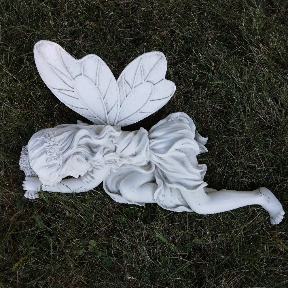 Vintage Sleeping Fairy Resin Garden Statue